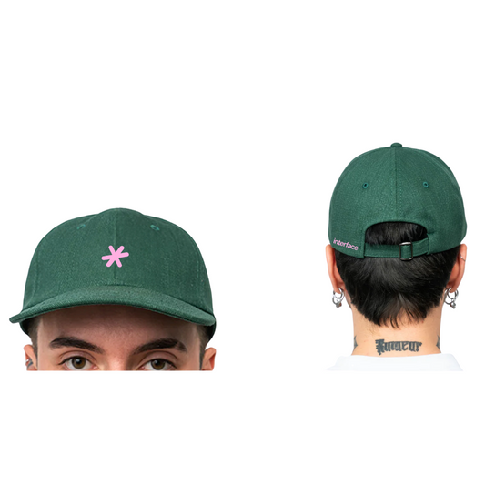 Casquette brodée de style Dad Cap - Rose sur vert