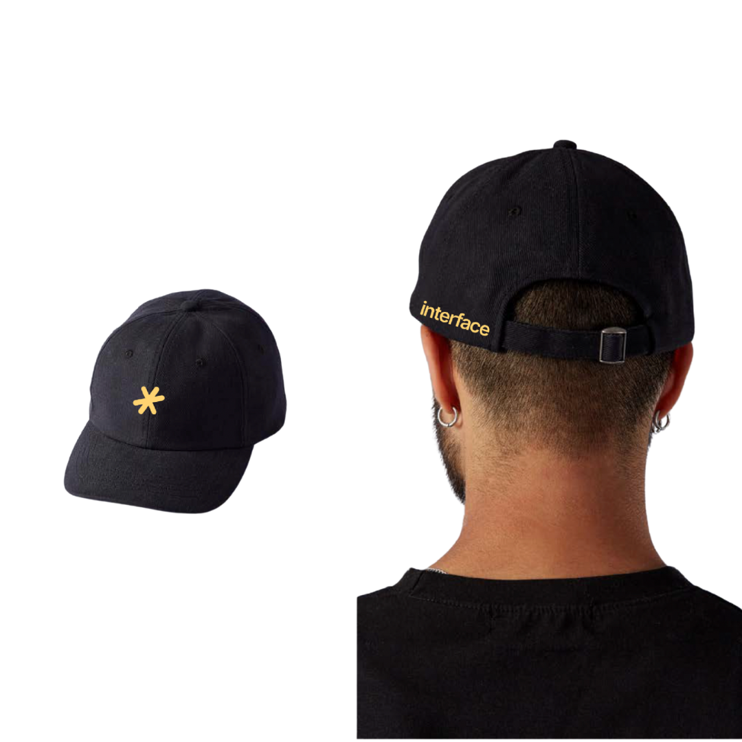 Casquette brodée style Dad Cap - Jaune sur noir