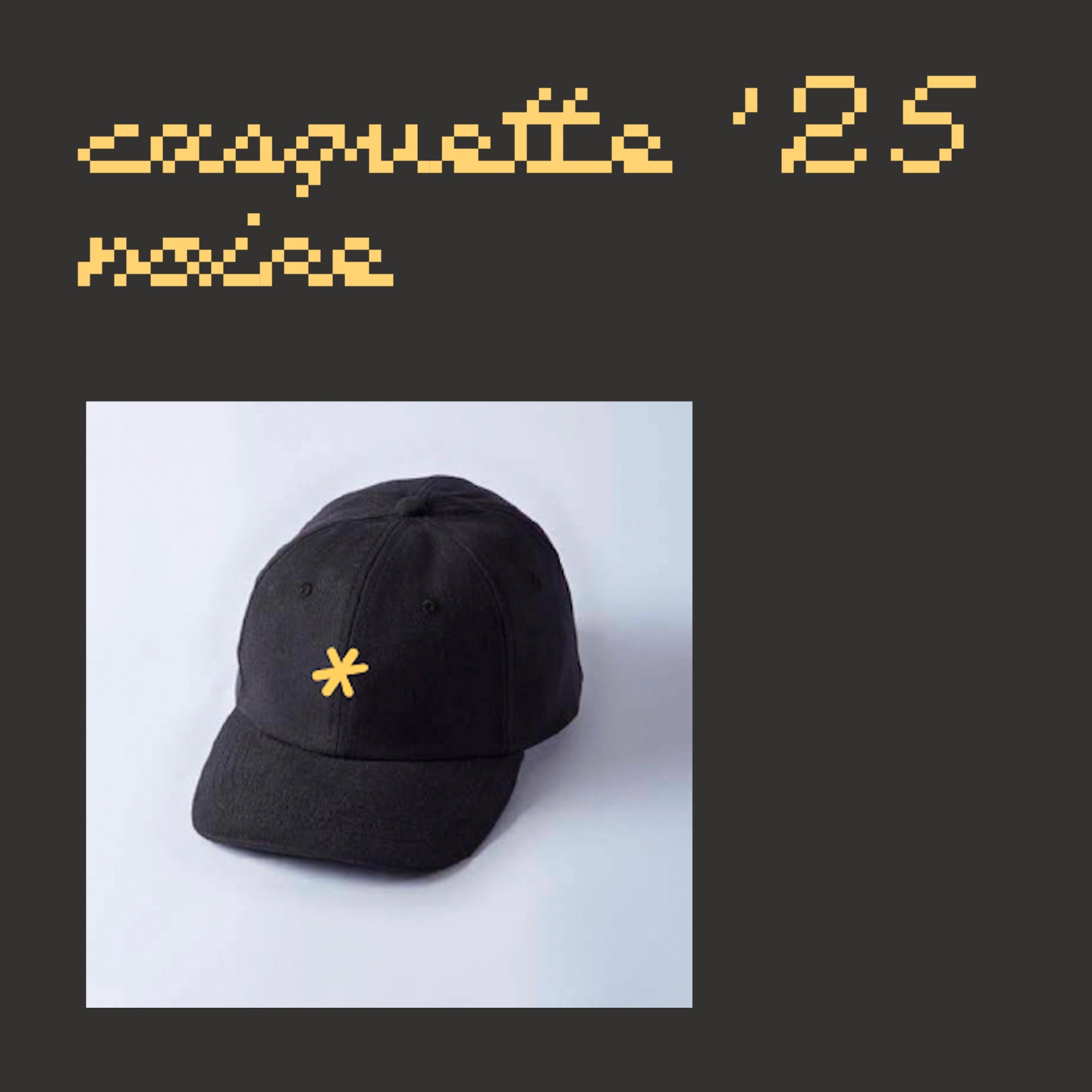 Casquette brodée style Dad Cap - Jaune sur noir
